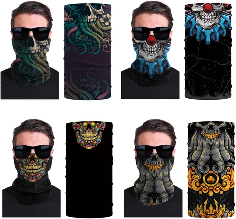 WYSUMMER 8PCS Scarves Bandanas Face Tube Black Headband, Motorcycle Multi Function Headwear Hat Scarf Neck Warmer Balaclava - Image 3